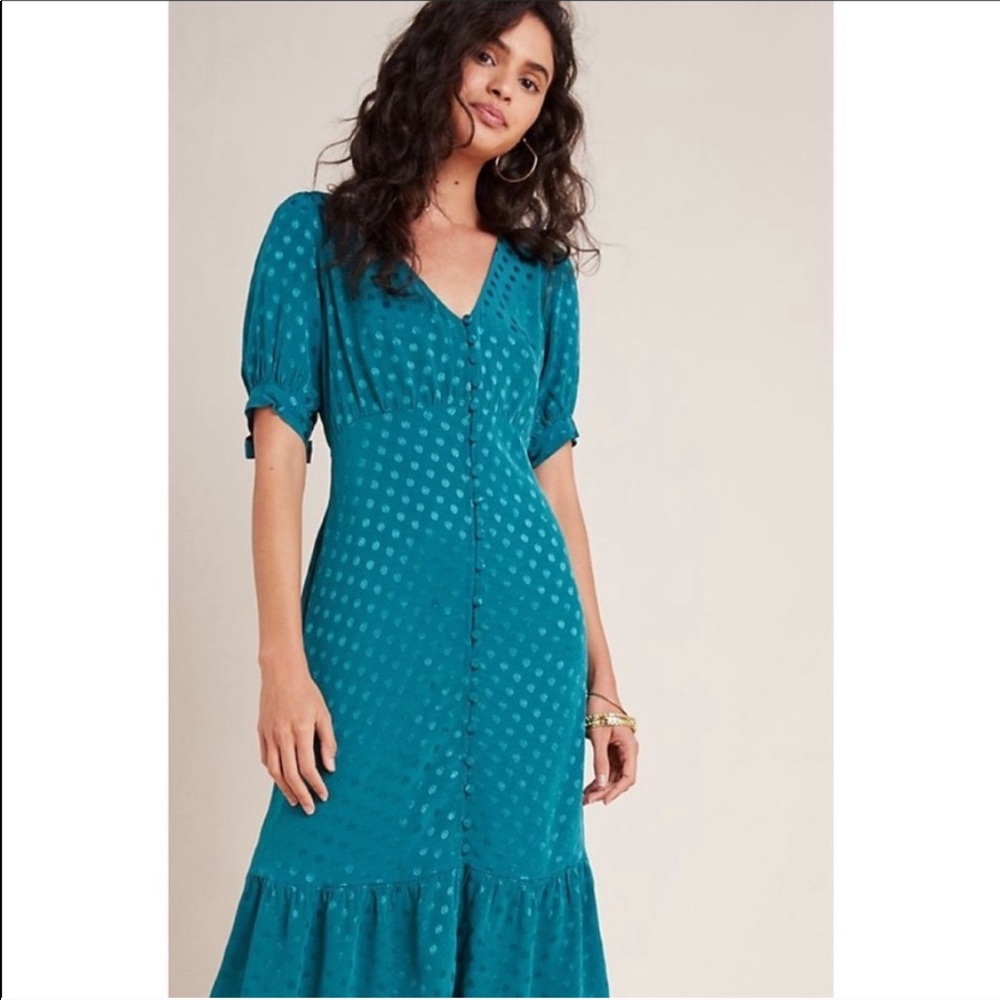 Maeve Eudora Teal Midi Dress